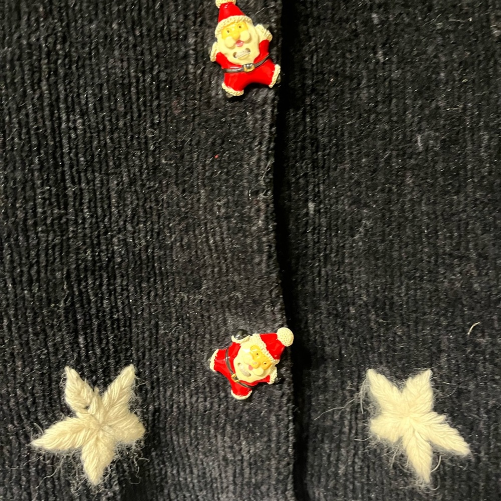 BellePointe Christmas Fuzzy Cardigan with Santa Face on Back - Picture 4 of 10